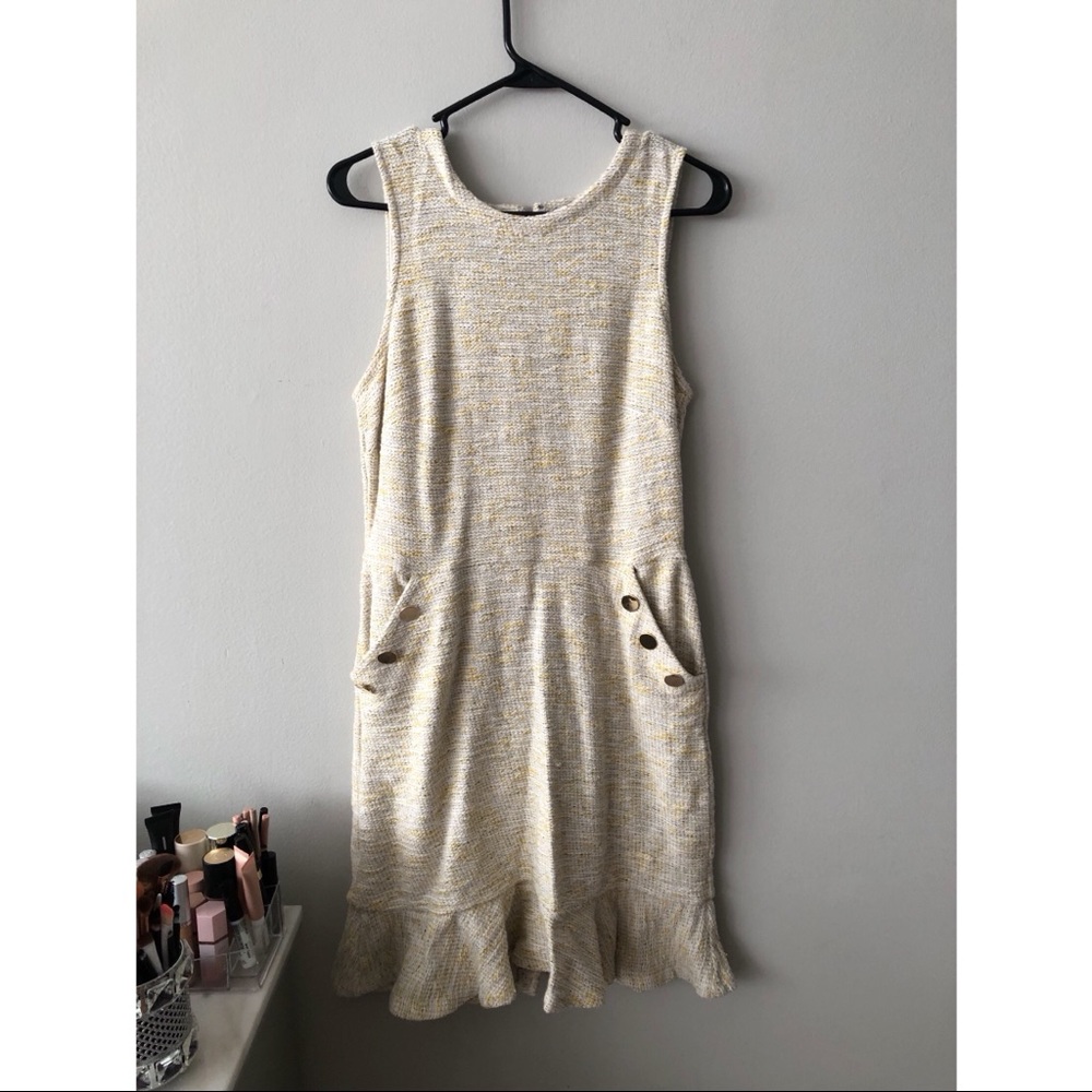 Women’s Ann Taylor Loft Yellow and White Tweed Dress Size 6